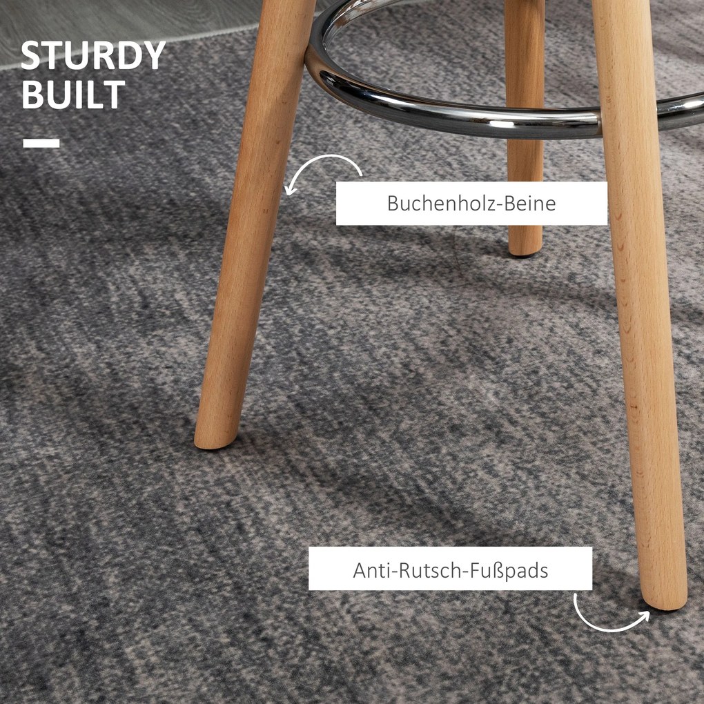 HOMCOM Zestaw 2 krzeseł barowych skandynawskich z podnóżkiem białe drewniane nowoczesne | Aosom PL