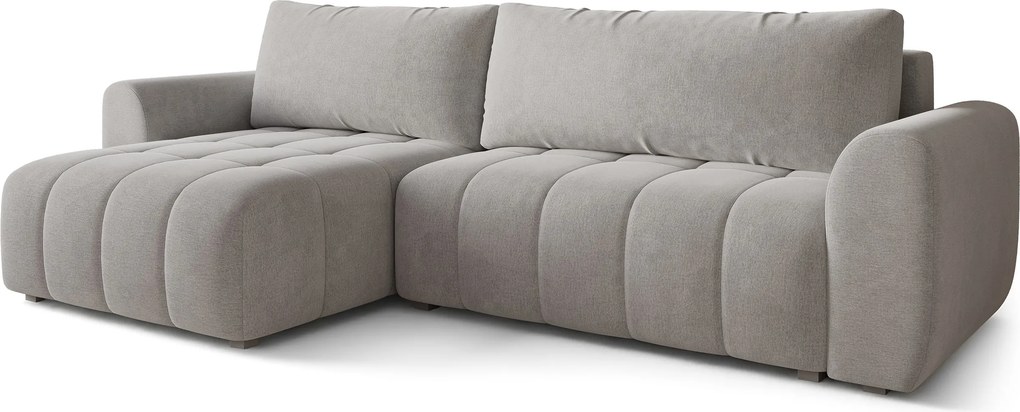 Masseno Narożnik MODARO z funkcją spania i pojemnikiem na pościel Narozniki L, Rozkładana sofa - Jasnoszary, CASTEL 80
