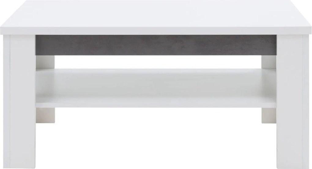 Ława z Półką do Salonu NOVO 102 cm Biała / beton Nowoczesna