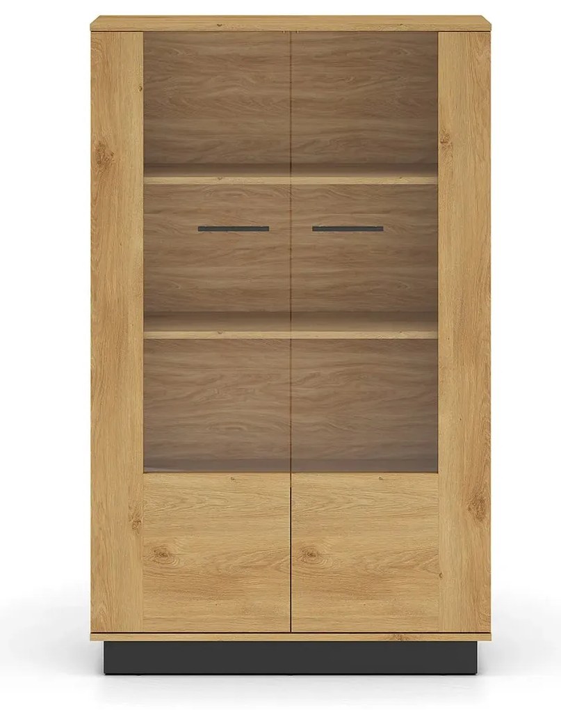 Witryna niska BRONX 2D 92cm dąb/czarna ML MEBLE