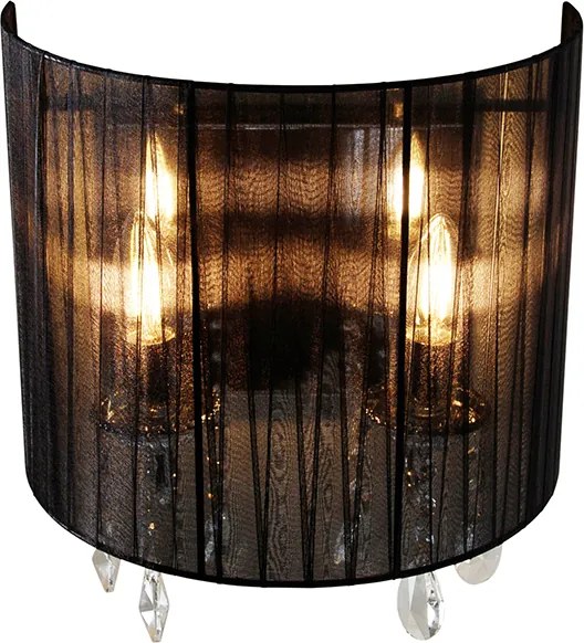 Klasyczna lampa ścienna chromowana z czarnym abażurem - Ann-Kathrin 2