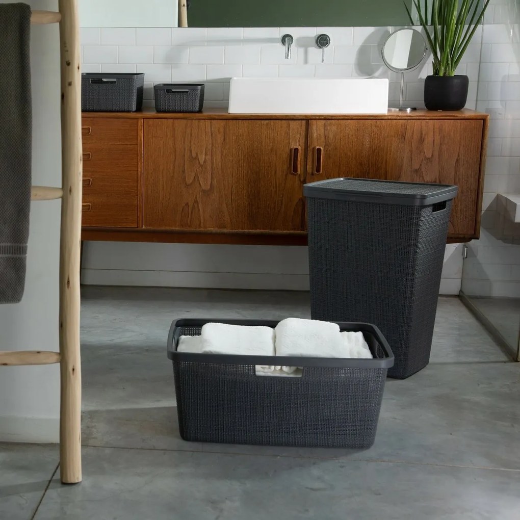 Curver Kosz na brudną bieliznę Jute 58 l, ciemnoszary