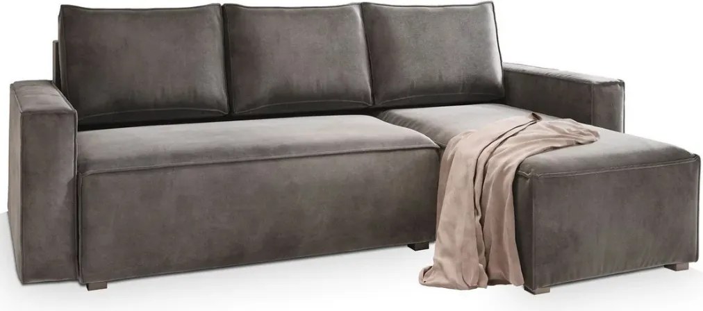 PROMOCJA Ciemnoszara rozkładana sofa narożna CAVELO, dwustronna II. gatunek