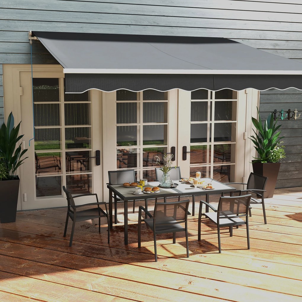 Outsunny Zestaw mebli ogrodowych, stół i 6 krzeseł, 150 x 87 x 72 cm, szary | Aosom PL