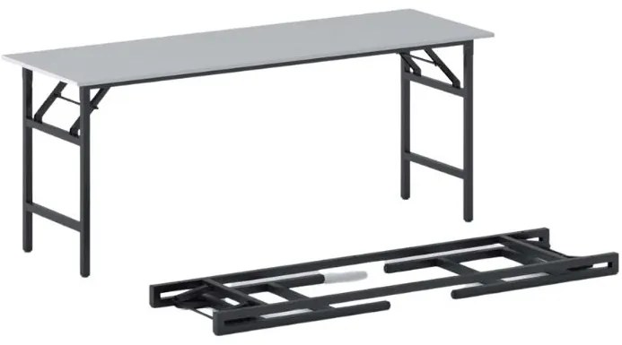 Stół konferencyjny FAST READY, 170x50 cm, czarna podstawa, szary