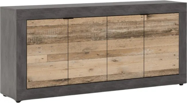 Komoda Czterodrzwiowa BLAGO 180 cm Surowy Dąb/Czarny Loft