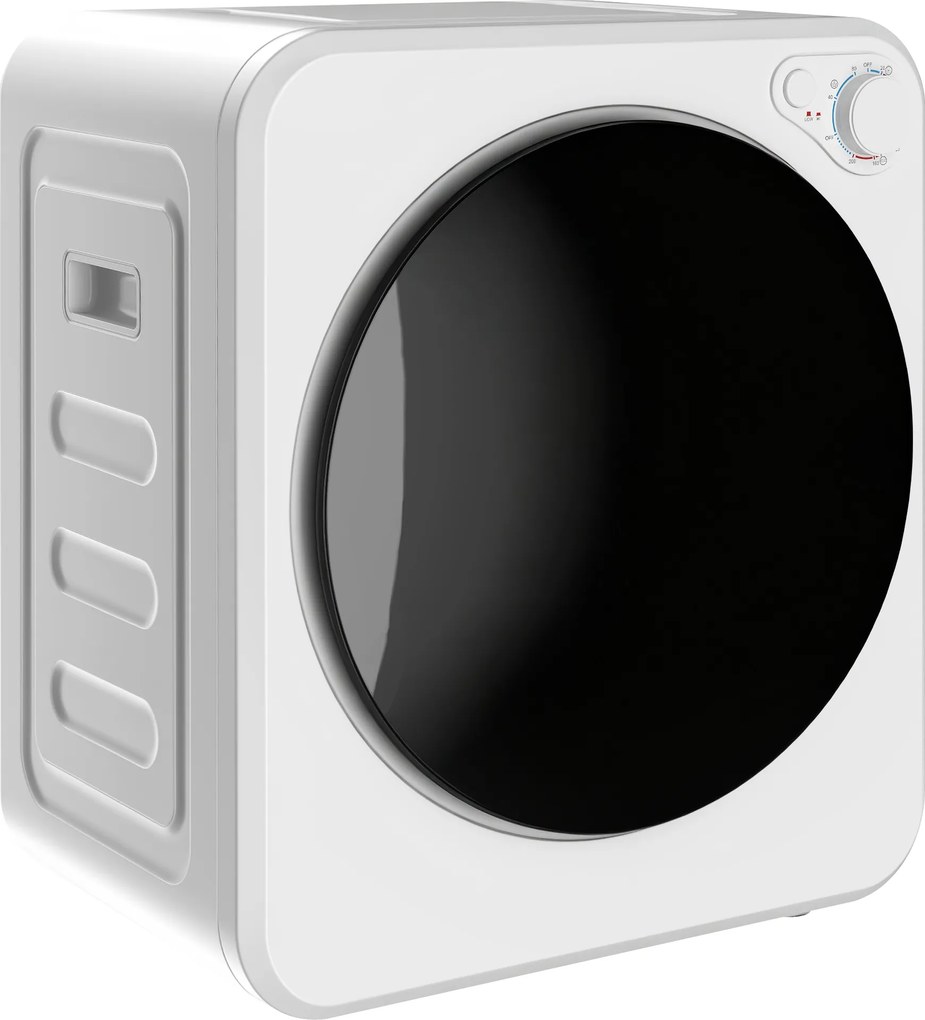 HOMCOM Mini suszarka do ubrań 4 kg z 5 programami do 60℃ 800W/400W suszarka wywiewna z odwracalnym bębnem ze stali nierdzewnej, biały | Aosom PL