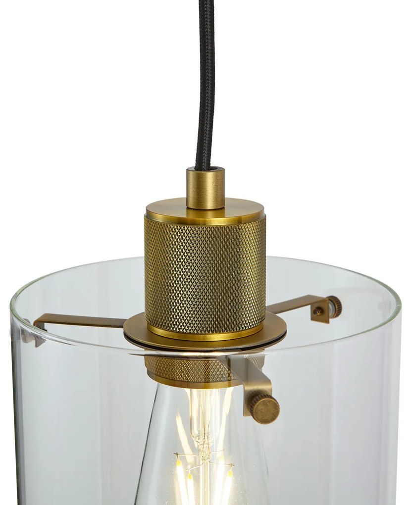 Designerska lampa wisząca brązowa z przezroczystym szkłem - Domo Nowoczesny Oswietlenie wewnetrzne