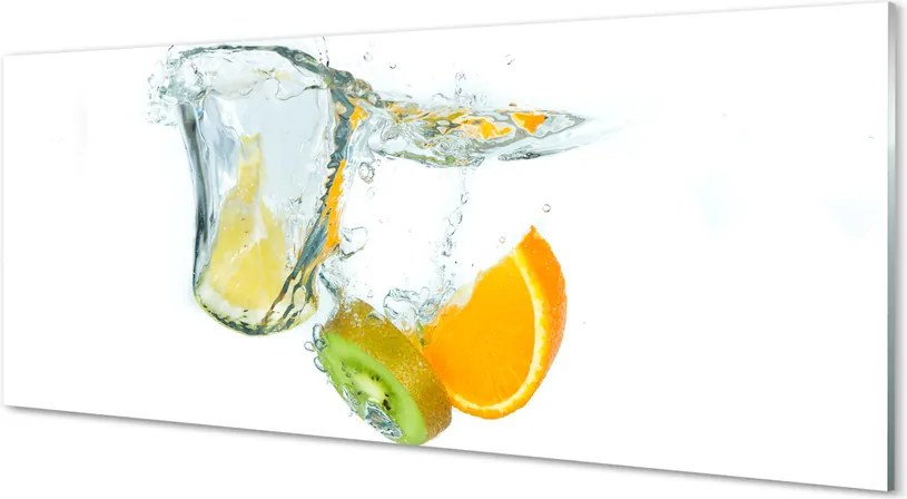 Szkło do Kuchni na Ścianę Woda, Kiwi i Pomarańcza
