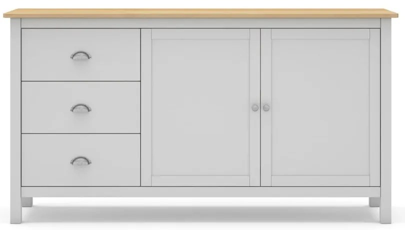 Biało-naturalna niska komoda z drewna sosnowego 150x80,5 cm Misti – Marckeric