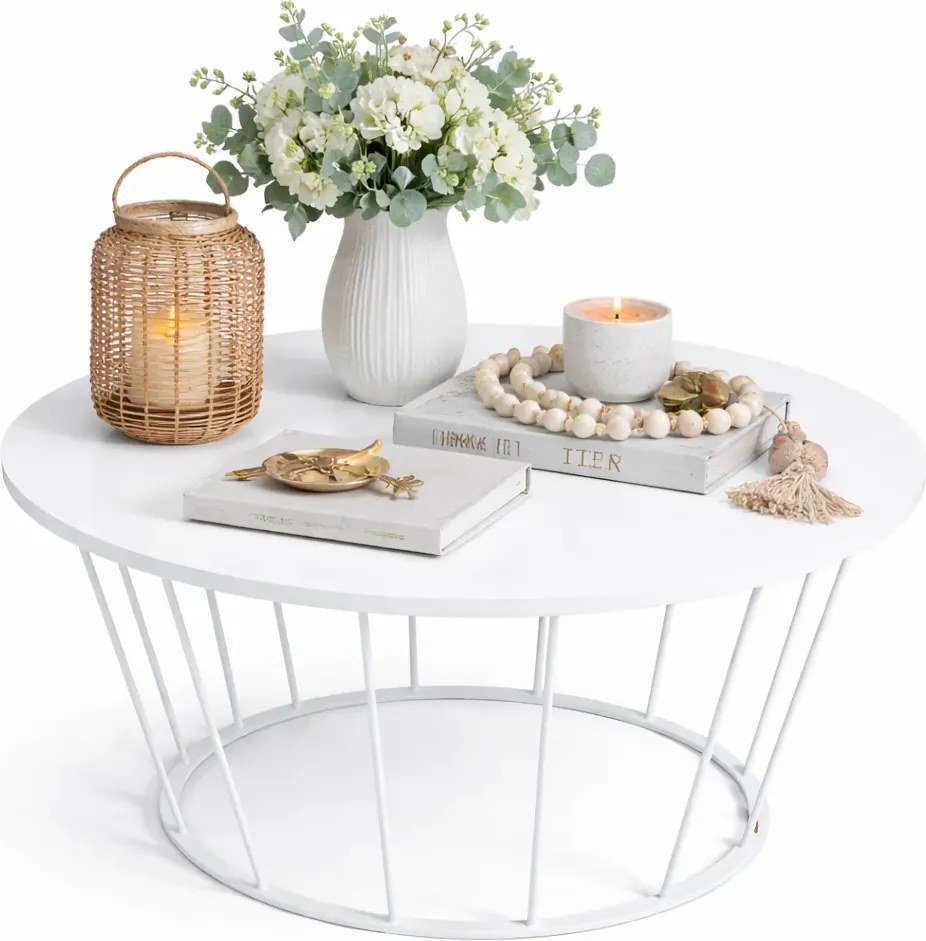 Biały okrągły stolik kawowy T6-A45