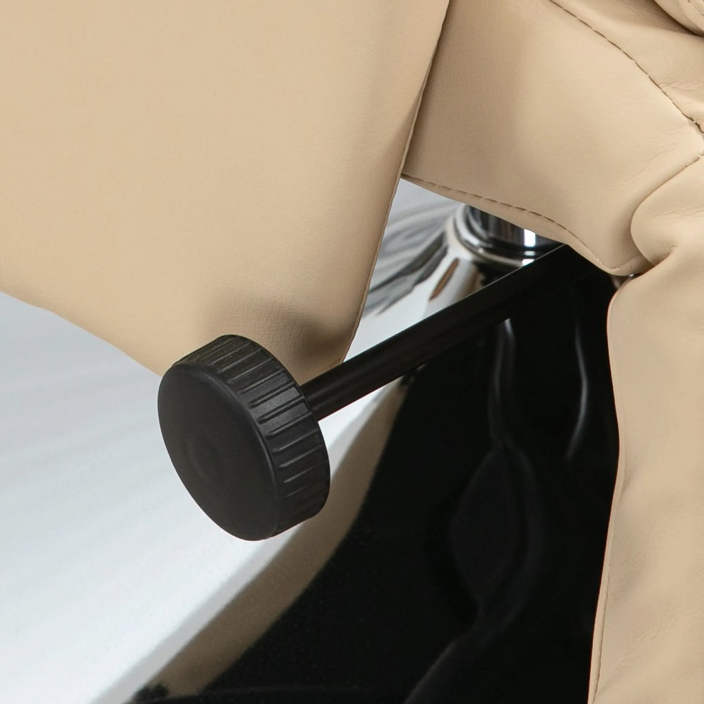 HOMCOM Fotel relaksacyjny z funkcją leżanki, obrotowy 360°, ekoskóra, beżowy, 78 x 80 x 109 cm, do 150 kg