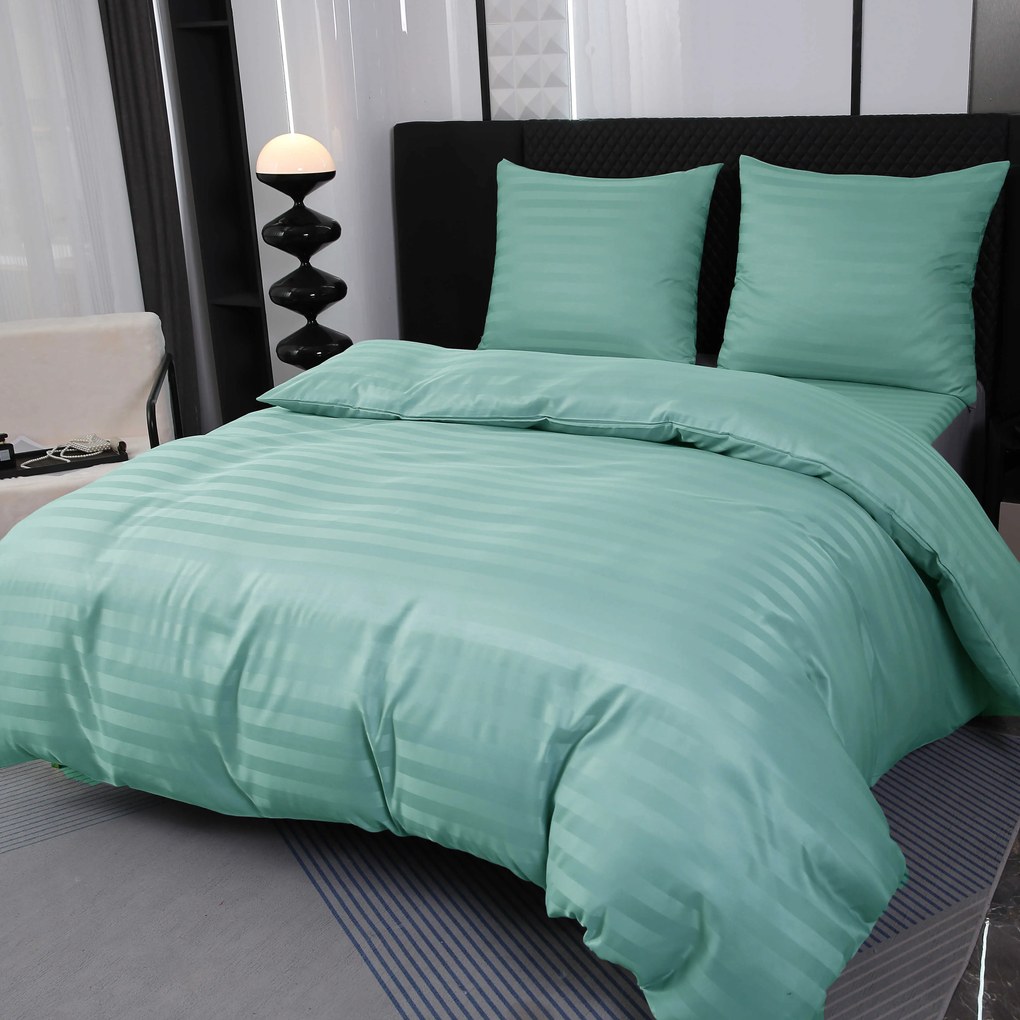 PrzytulneMieszkanie.pl PrzytulneMieszkanie.pl Hotelowa pościel z mikrofibry JASMINE miętowa - pasek 2 cm, hotelowa kieszeń Rozmiar pościeli: 70 x 90 cm | 140 x 220 cm