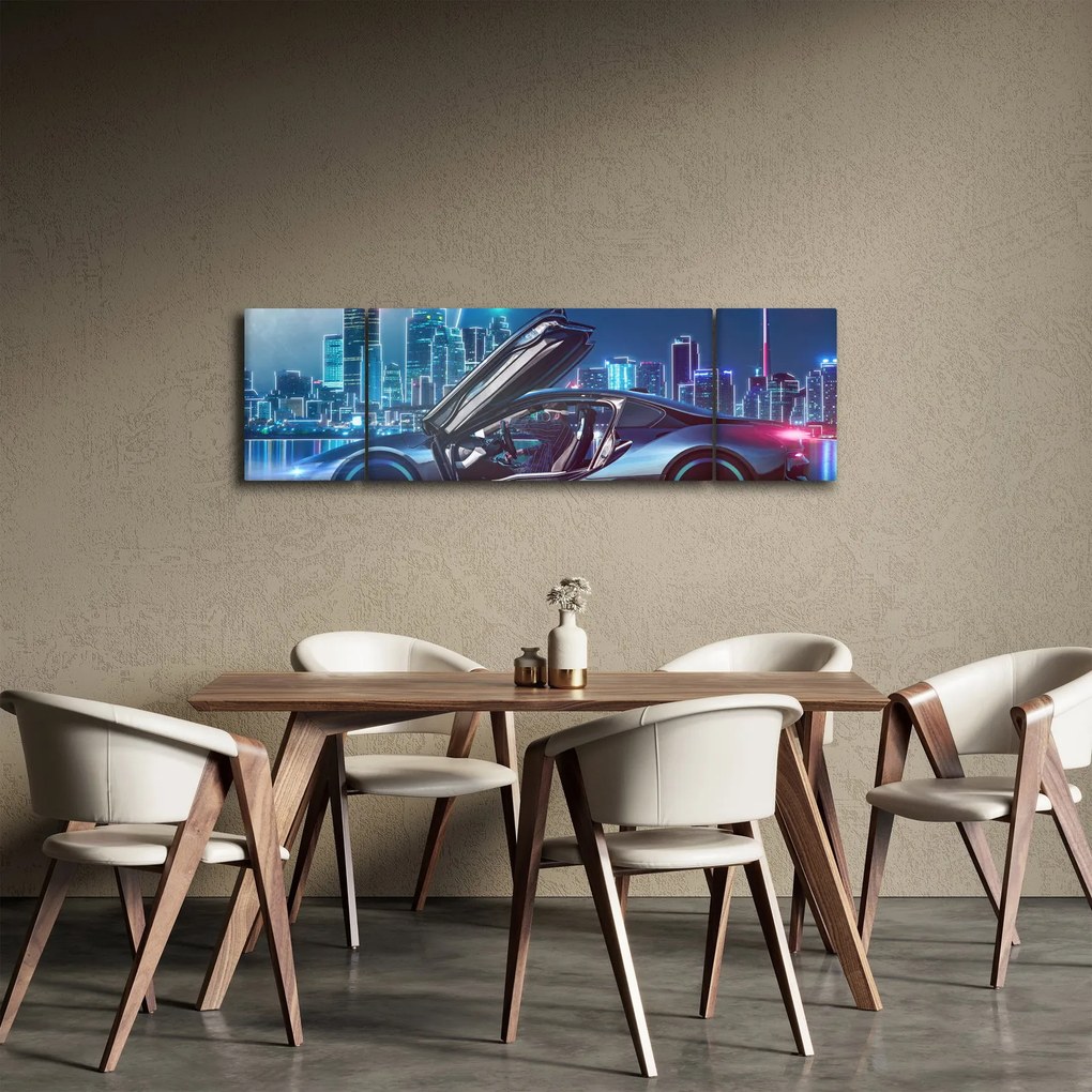 Obraz samochodu wyścigowego w nocy (170x50 cm)