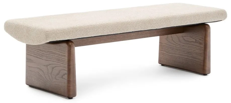 Beżowo-ciemnonaturalna ławka z tkaniny szenilowej Topaz – Kave Home