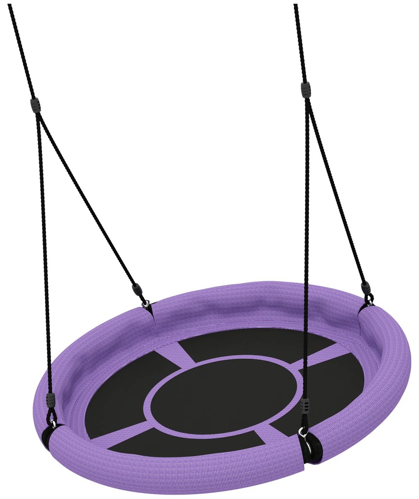 AIYAPLAY Huśtawka Gniazdowa, Okrągła Huśtawka Ogrodowa, 150 kg Obciążenie, Regulowana, Fioletowa