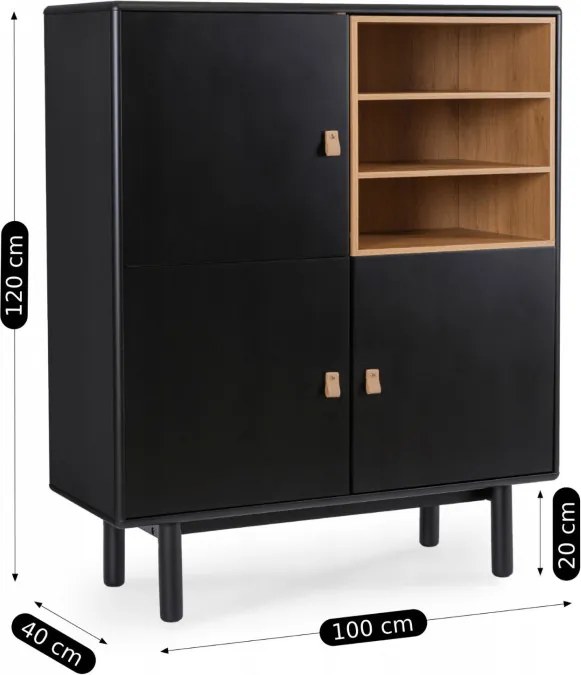 Komoda Trzydrzwiowa VEDDE 100 cm Czarna Loftowa