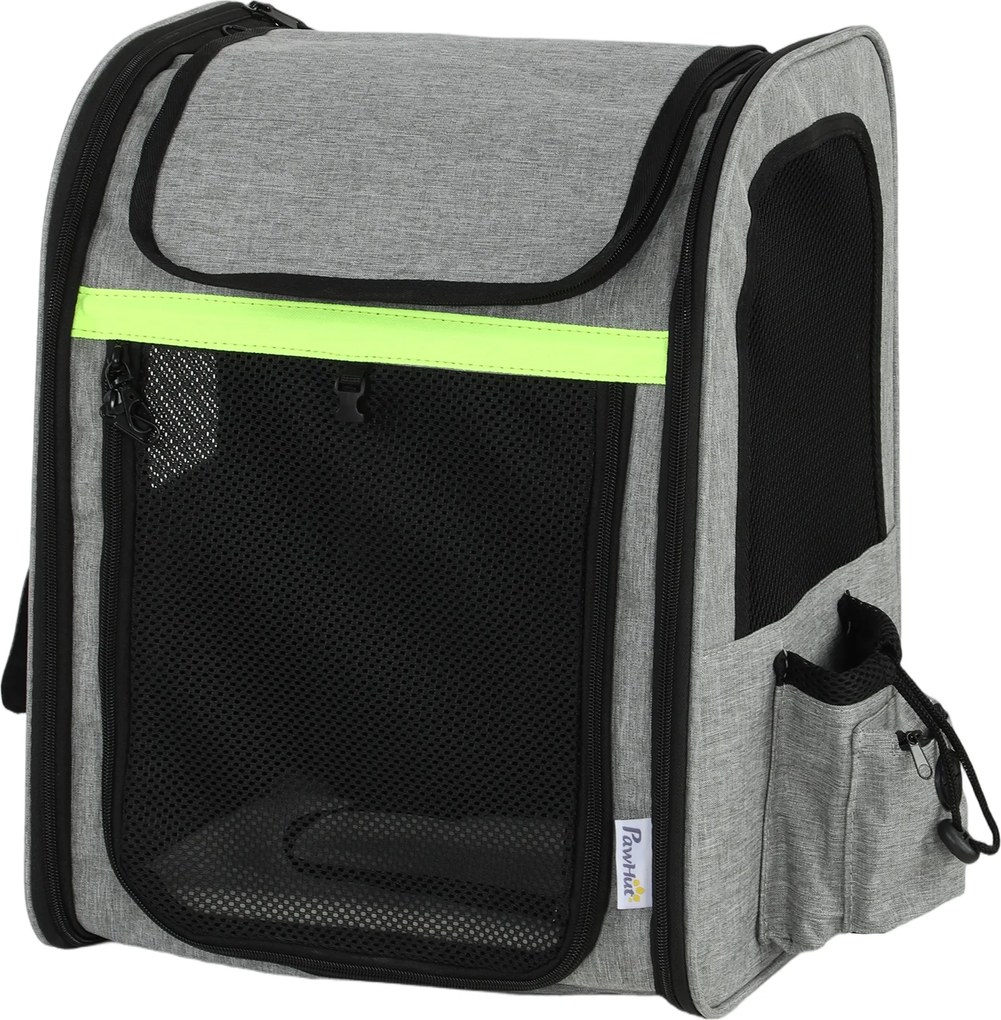 PawHut Rozsuwana torba transportowa dla psa z 5 kieszeniami i odblaskowym paskiem dla psów do 10 kg 33,5x28x42cm jasnoszary | Aosom PL