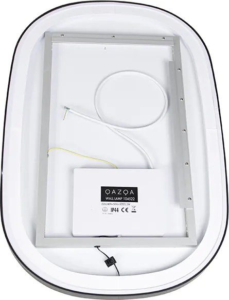 Lustro łazienkowe czarne z LED, 3-stopniowe ściemnianie dotykowe, owalne - Miral