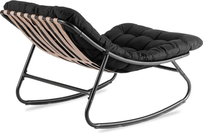 Fotel Bujany Wypoczynkowy AURORA na Płozach Czarny Nowoczesny