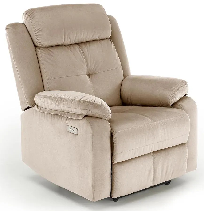 Beżowy rozkładany fotel z gniazdem usb - Anvi