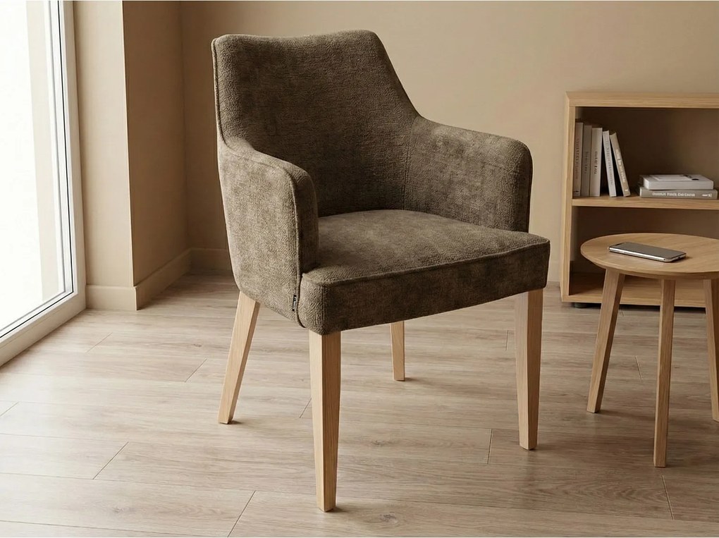 Nowoczesne krzesło Diamond z podłokietnikami i drewnianymi nogami