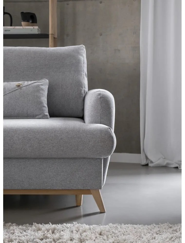 Jasnoszary rozkładany/ze schowkiem narożnik (lewostronny/z szezlongiem) Scandic Lagom – Miuform