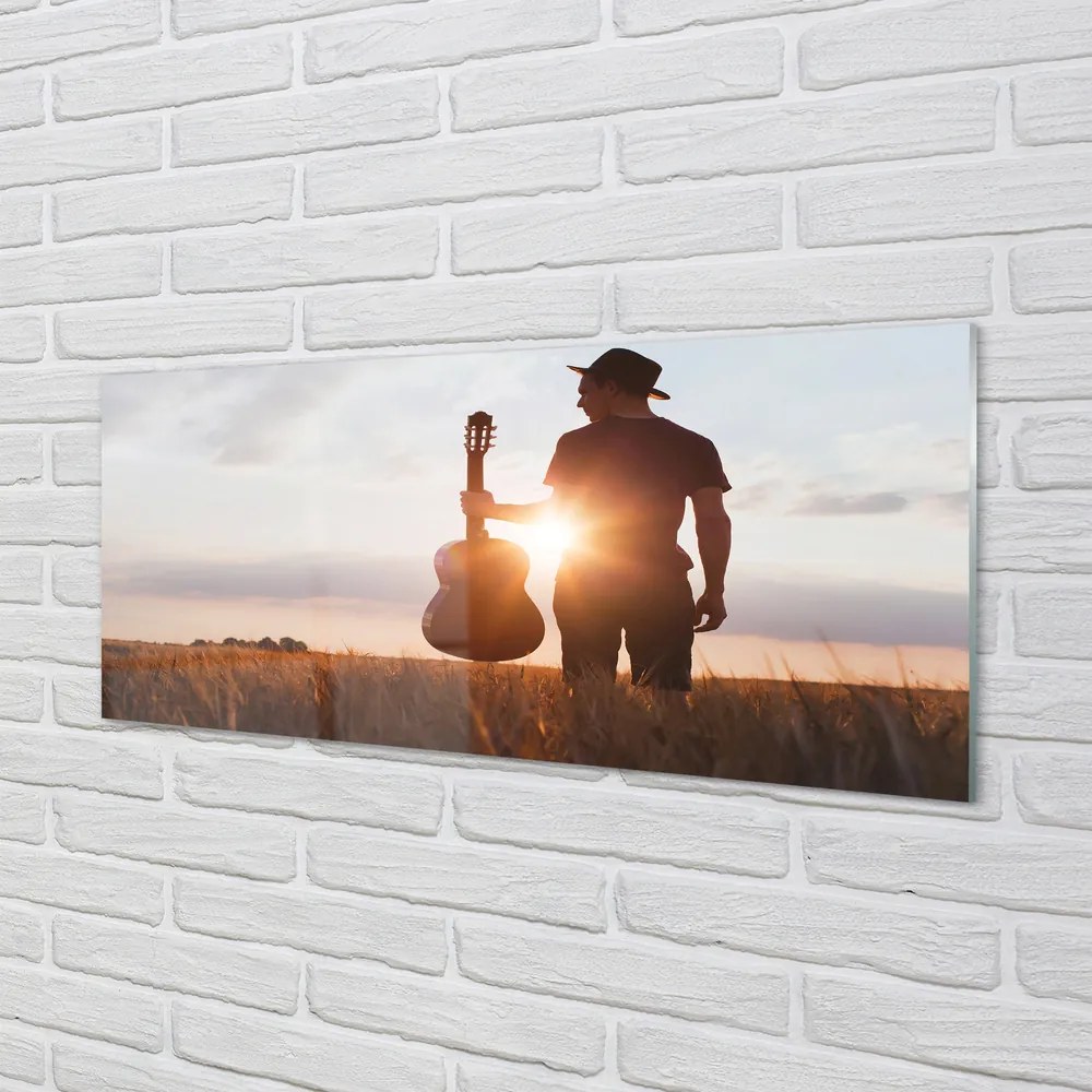 Szklany Panel Muzyk z Gitarą