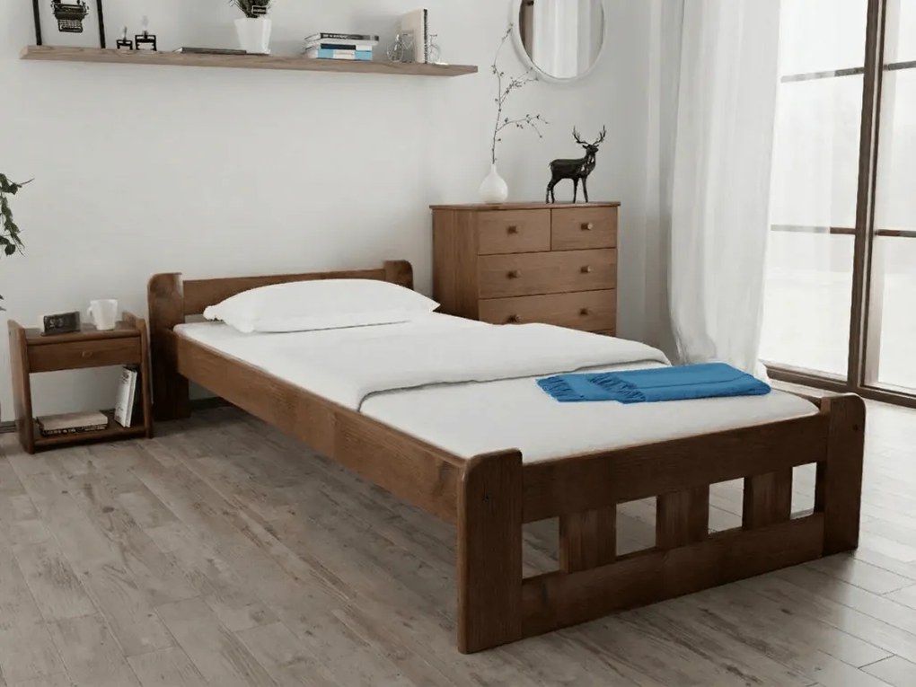 Łóżko Naomi podwyższone 90 x 200 cm, dąb Stelaż: Bez stelaża, Materac: Materac Deluxe 10 cm