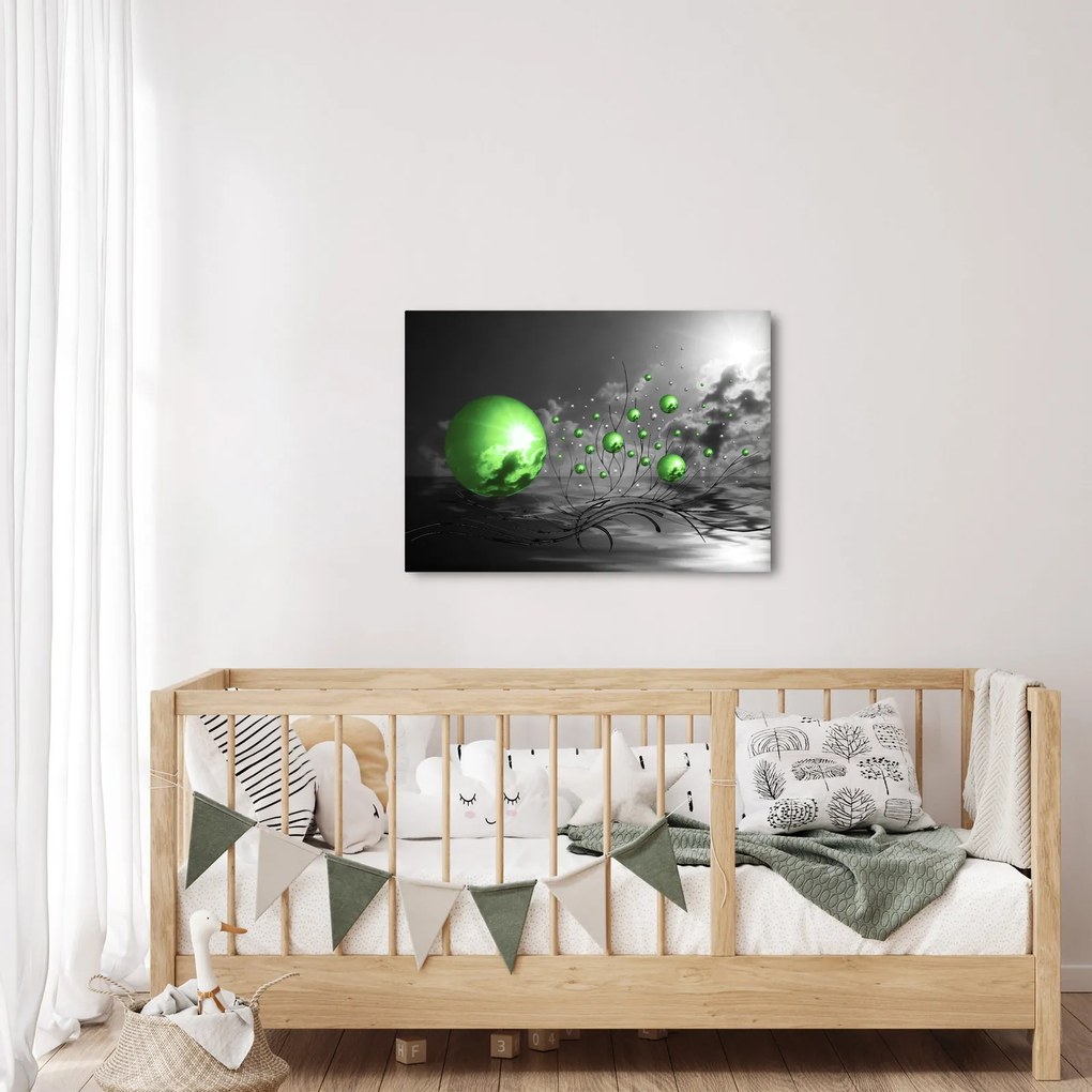 Obraz zielonych abstrakcyjnych kul (70x50 cm)