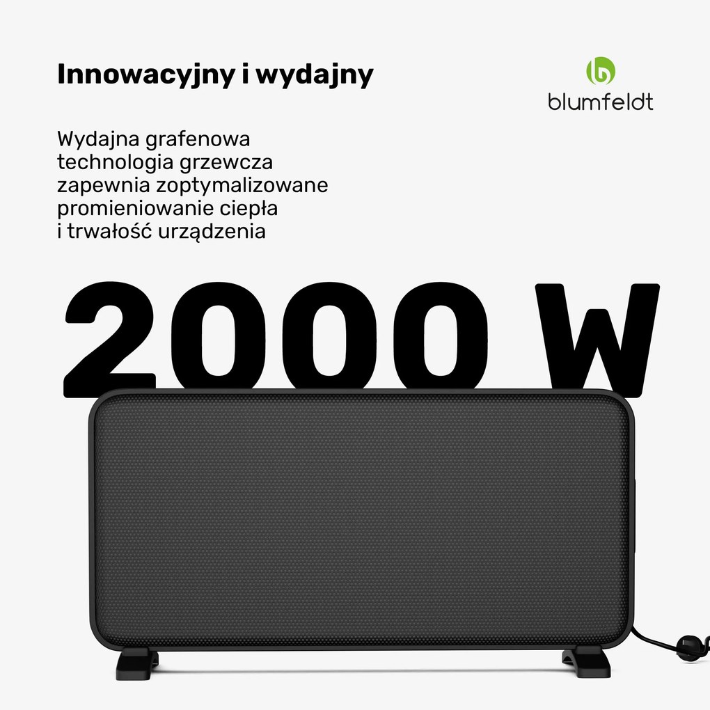 Blumfeldt SwiftWave Smart 2000W 20m² Konwektor Czarny