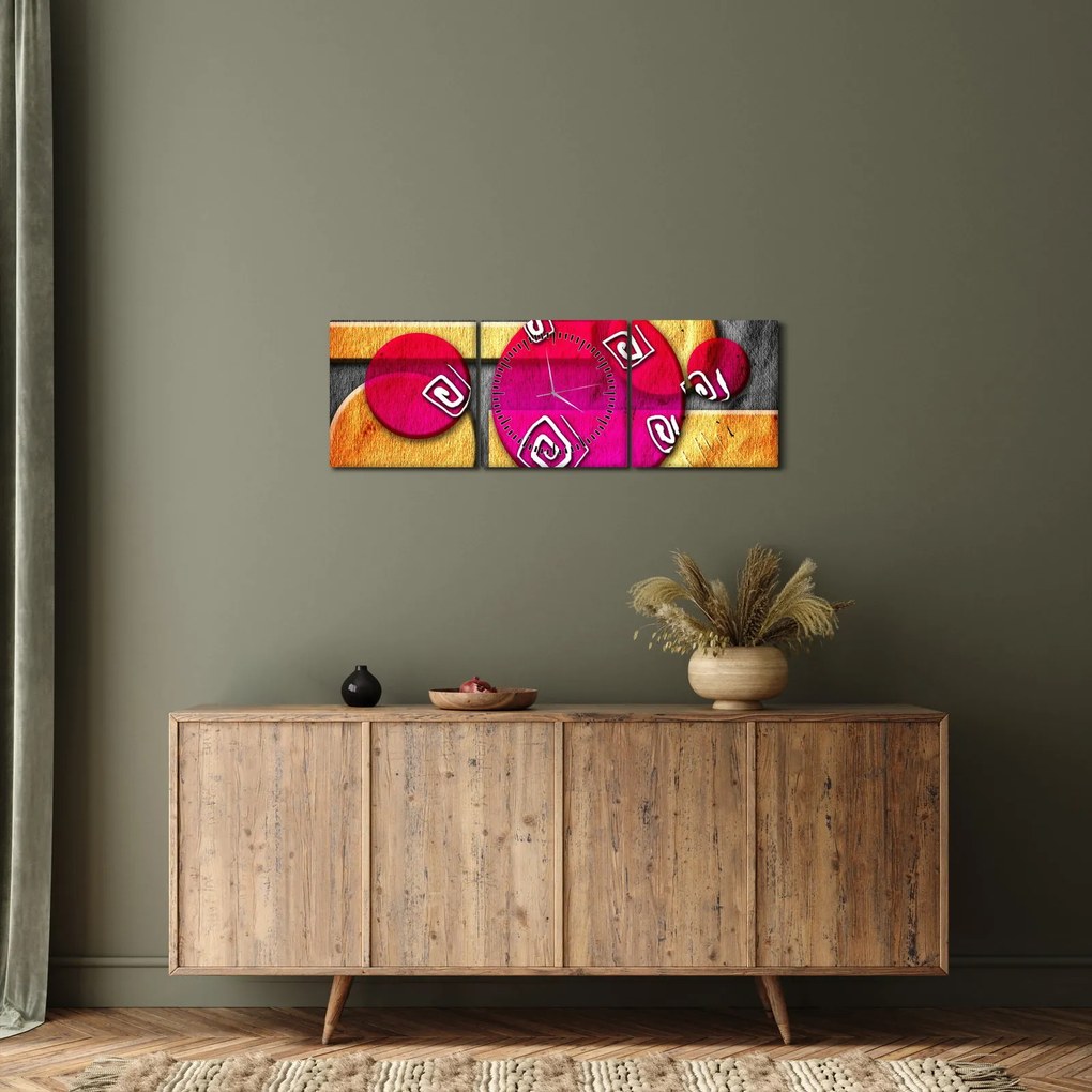 Abstrakcyjny obraz z historycznymi symbolami (z zegarem) (90x30 cm)