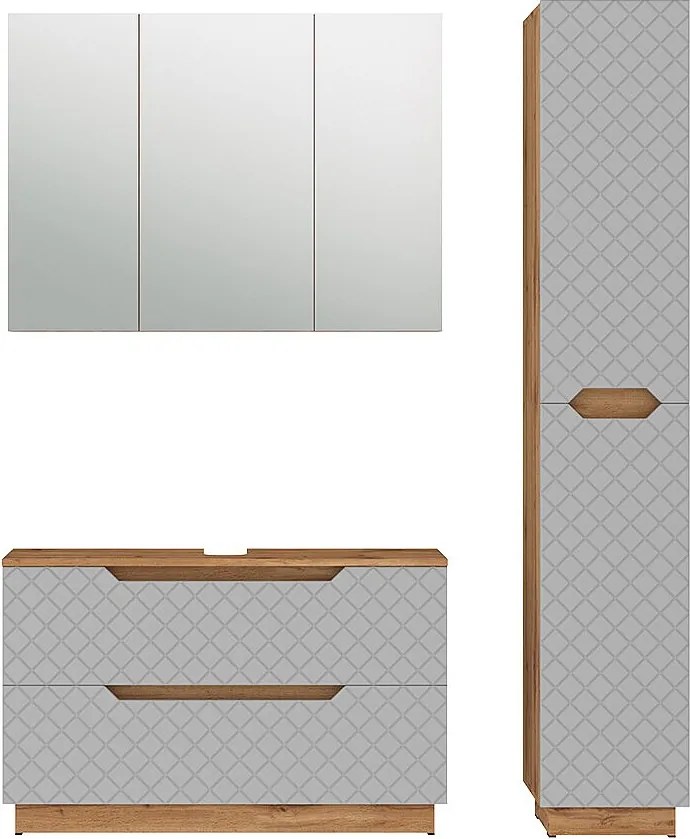 Zestaw mebli łazienkowych dąb/szary ze strukturą płytek 99.4x32x62.5 lotta