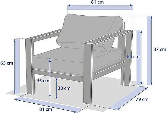 Narożny zestaw aluminiowy VANCOUVER dla 6 osób (antracyt)