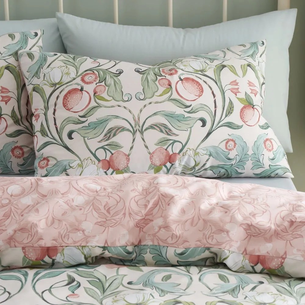 Zielono-różowa pościel dwuosobowa 230x220 cm Clarence Floral – Catherine Lansfield