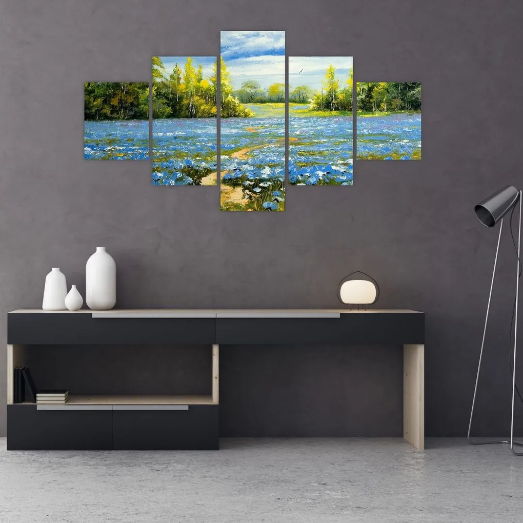 Obraz - Ścieżka w polu, obraz olejny (125x70 cm)