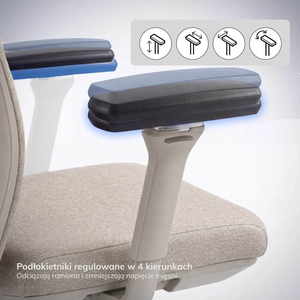 Fotel biurowy ergonomiczny jasnobeżowy VECTOR