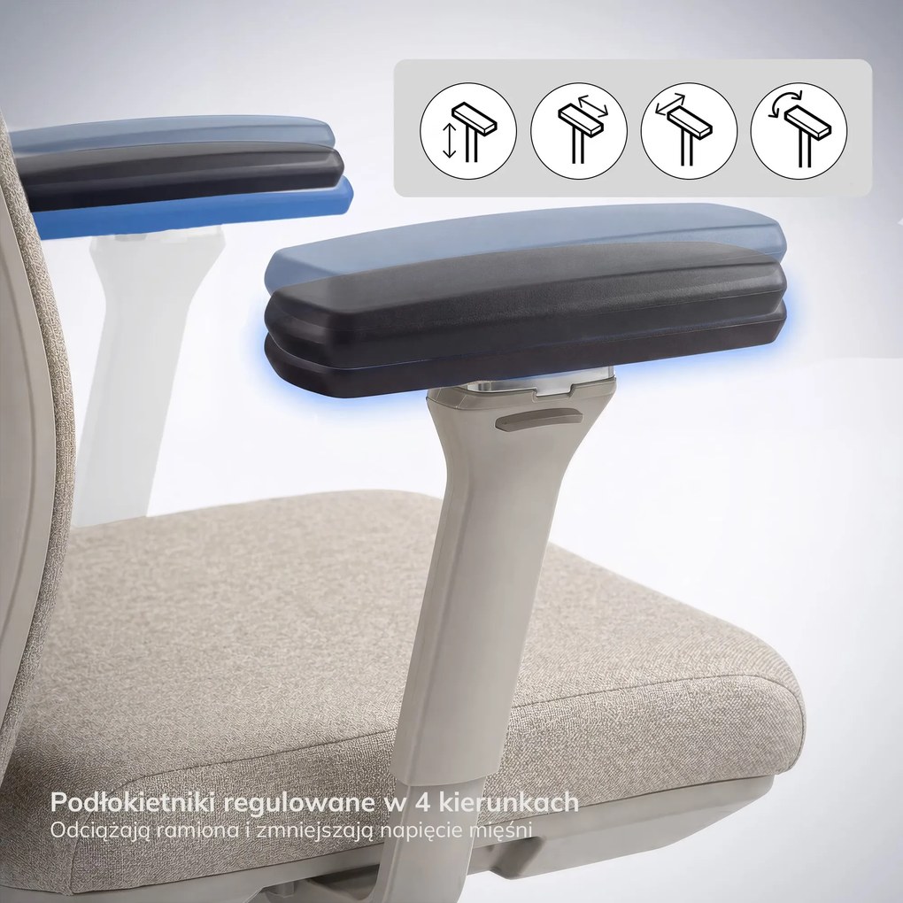 Fotel biurowy ergonomiczny obrotowy jasnobeżowy: VECTOR