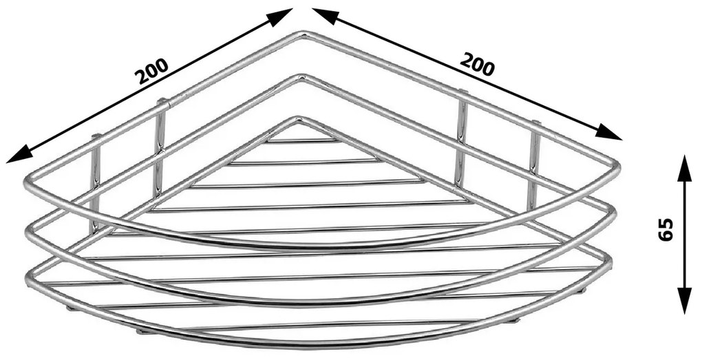 AQUALINE 37005 Chrom line druciana półka narożna, pojedyncza, srebrny