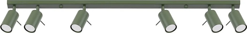 Lampa Sufitowa Nowoczesny Ring, Stal - 6 Źródło - L.117 X H.17 Cm - Zielony Oliwkowy