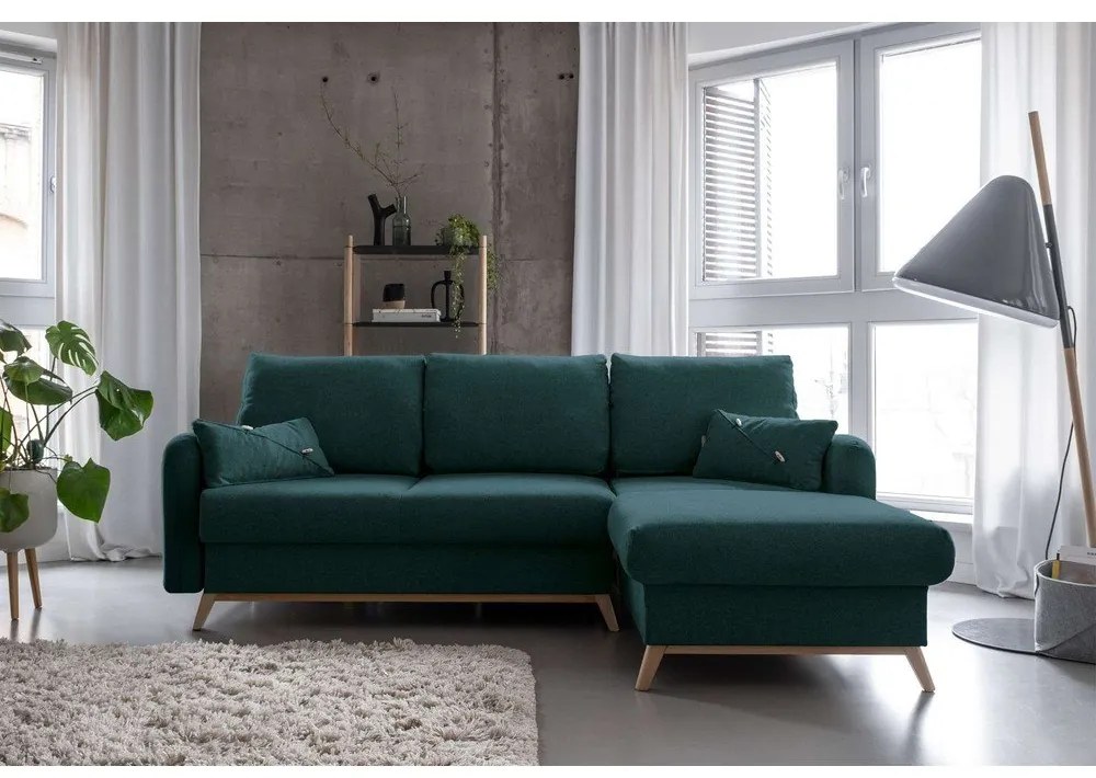 Turkusowy narożnik rozkładany Miuform Scandic Lagom, prawostronny