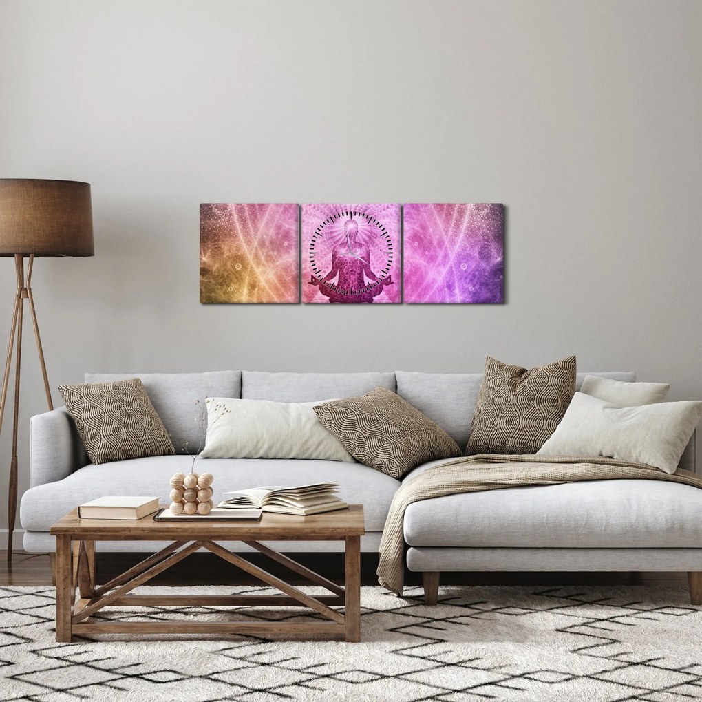 Obraz - aura medytacji (z zegarem) (90x30 cm)