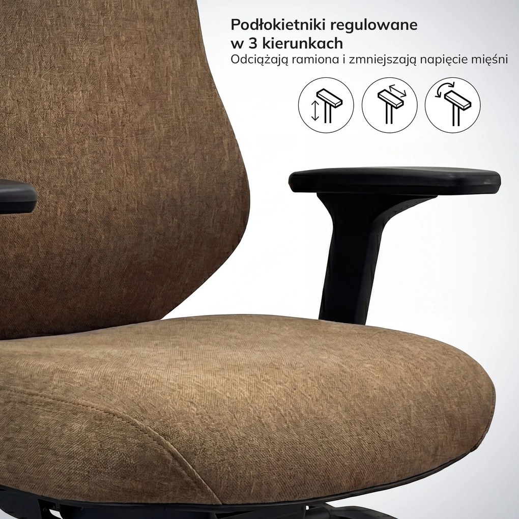 Fotel biurowy ergonomiczny brązowy: AXIS