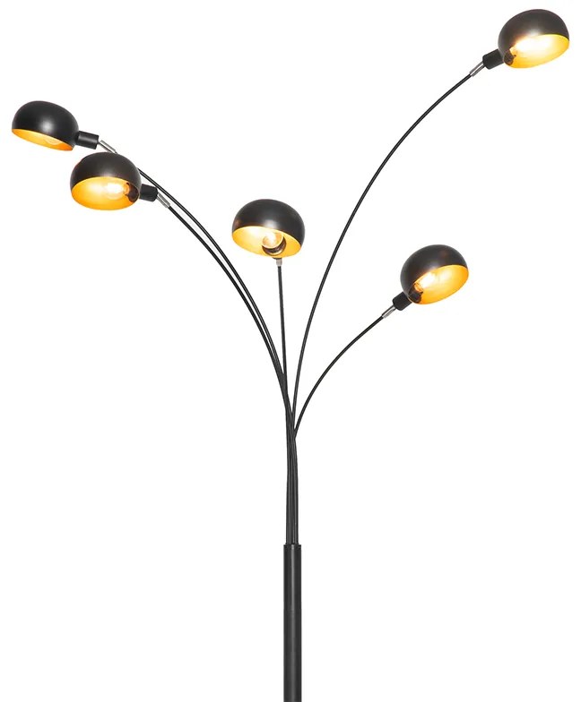 Designerska lampa podłogowa czarna ze złotem 5-światłowa - Sixties MarmoDesignerski Oswietlenie wewnetrzne