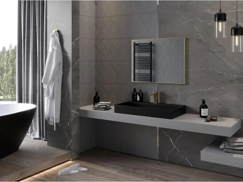 Mexen Loft lustro łazienkowe prostokątne 80 x 60 cm, rama złota szczotkowana - 9852-080-060-000-50