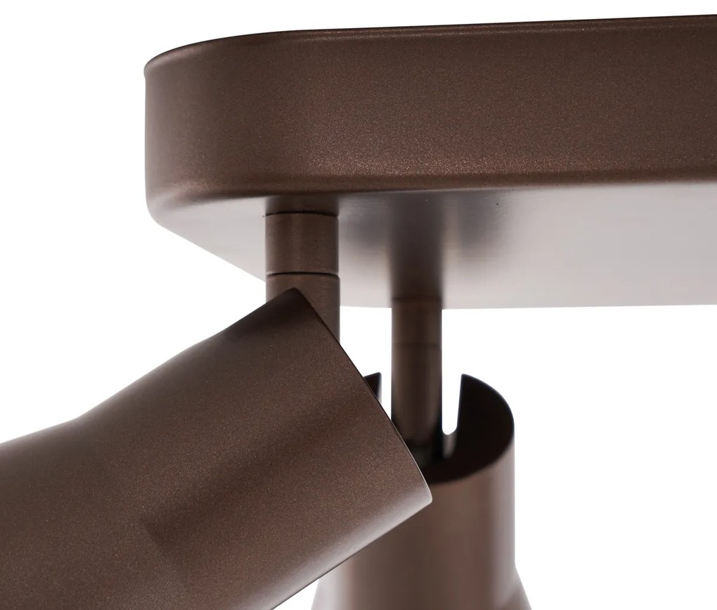 Kwadratowy plafon sufitowy GU10 50 mm, 4-punktowy, w kolorze ciemnego brązu - Stanley