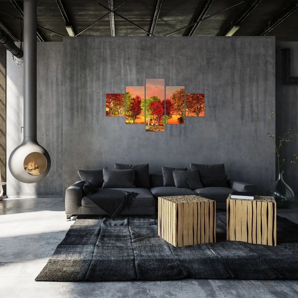 Obraz - Kolorowe drzewa (125x70 cm)