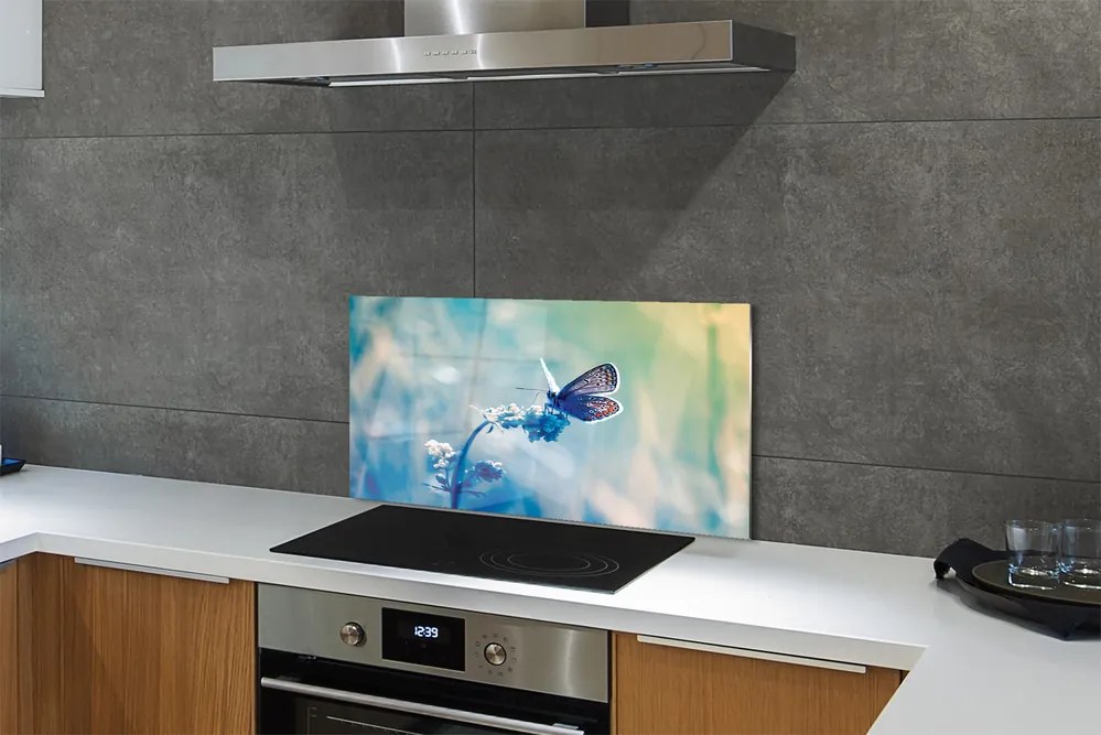 Panel Kuchenny Szklany Delikatność Barwnego Motyla