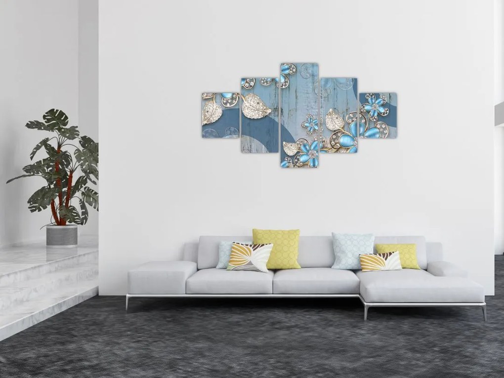 Obraz - Niebieskie kwiaty (125x70 cm)