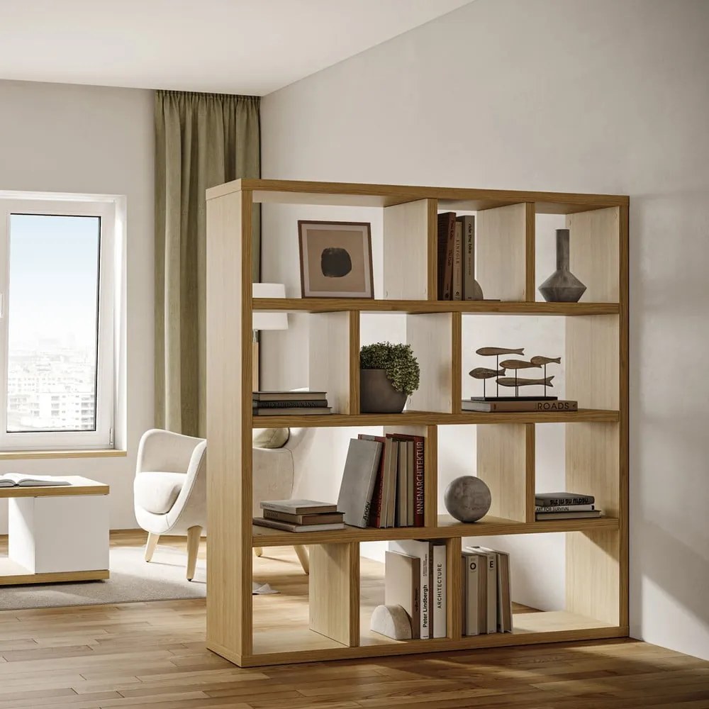 Brązowy regał w dekorze dębu 150x159 cm Berlin – TemaHome